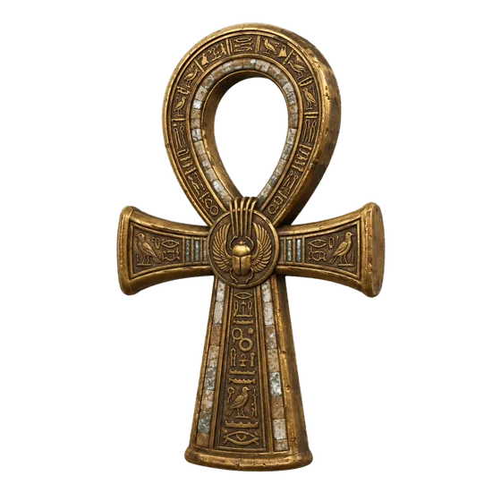 Ankh amulet in bronze and dark stone
