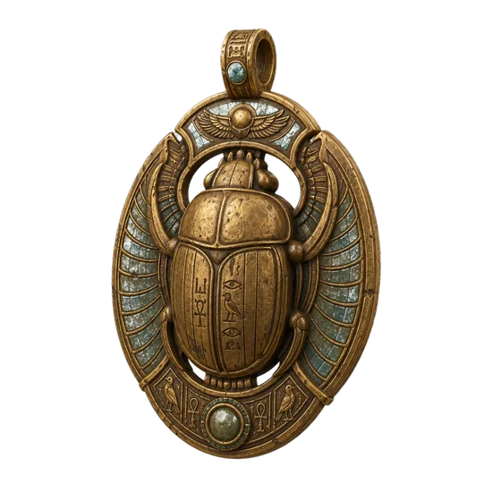 Winged scarab amulet on a suspension ring